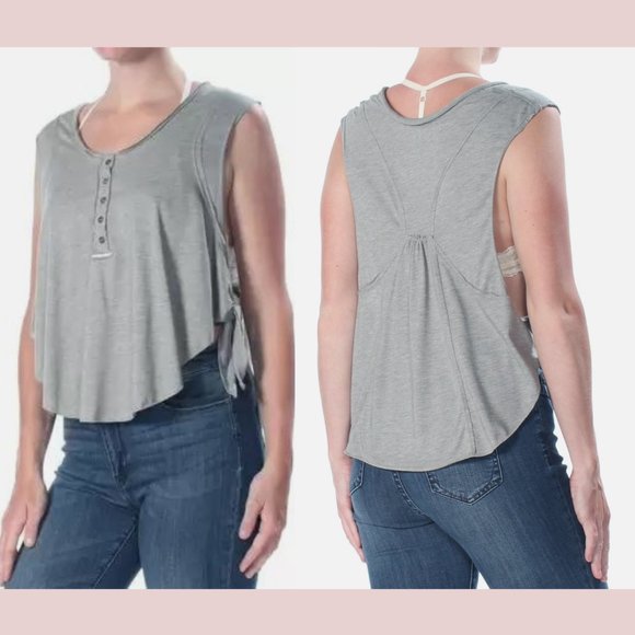 NWT $48 Free People [ XS ] High Tide Cropped Sleeveless Top in Grey‎ - Picture 2 of 14